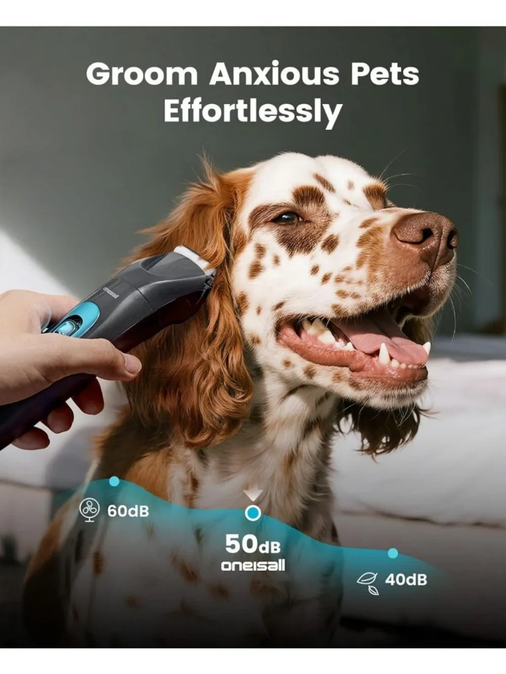 4-in-1 Dog Grooming Kit | Quiet Clippers, Nail Grinder, LED Light, Cordless